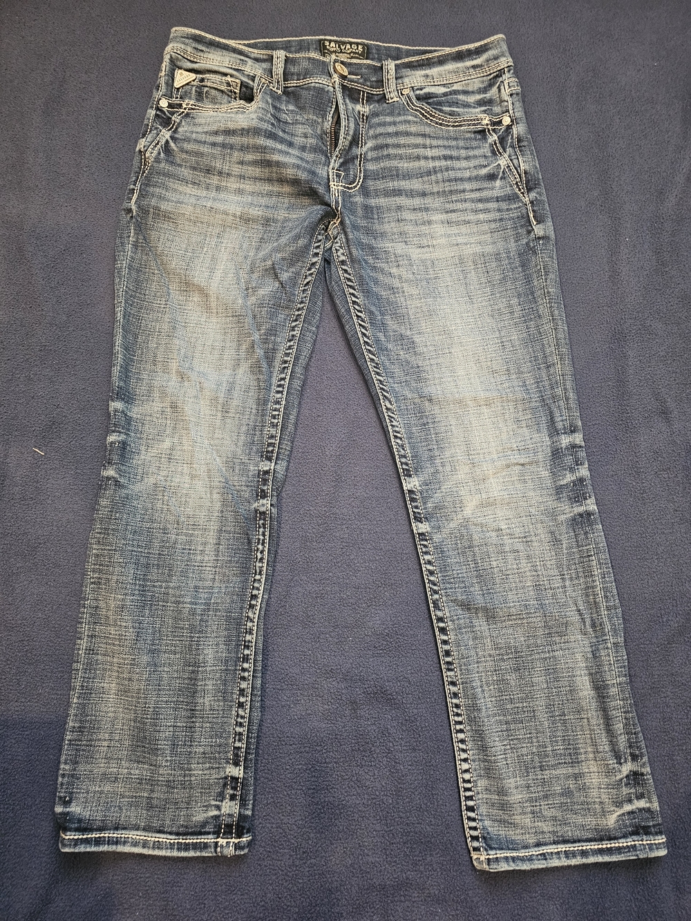 Salvage Mayhem Men's Light Blue Straight Jeans 34x30